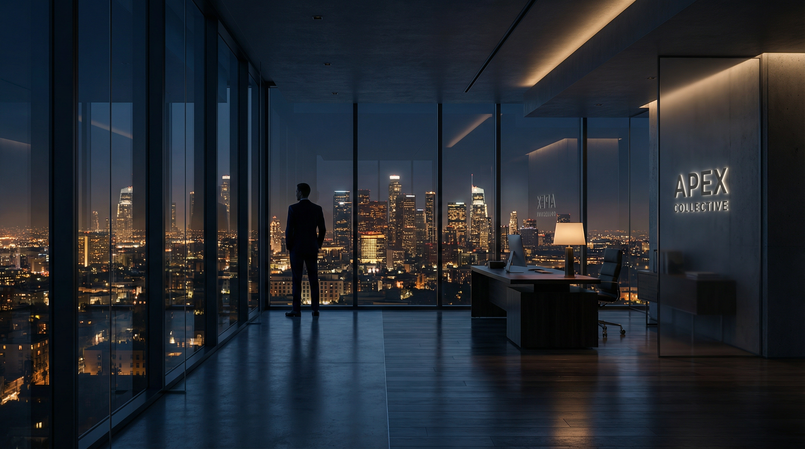 Los Angeles at night from a high-rise office